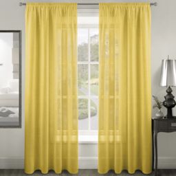 Velosso Riva Plain Ochre Slot Top Voile Panel Curtain 150 x 182cm - Size: W 150 x D 182cm - Yellow - Wilko