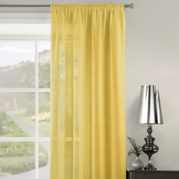 Velosso Riva Plain Ochre Slot Top Voile Panel Curtain 150 x 182cm - Size: W 150 x D 182cm - Yellow - Wilko - thumbnail 3
