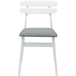 vidaXL Set of 2 White and Grey Rubberwood Rectilinear Vintage Dining Chairs - Multi - Wilko - thumbnail 4