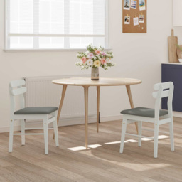 vidaXL Set of 2 White and Grey Rubberwood Rectilinear Vintage Dining Chairs - Multi - Wilko
