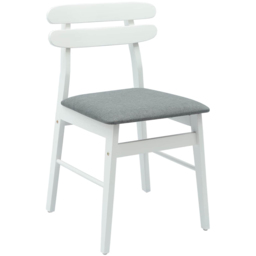 vidaXL Set of 2 White and Grey Rubberwood Rectilinear Vintage Dining Chairs - Multi - Wilko - thumbnail 3
