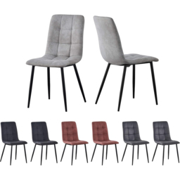 Henri Set of 2 Light Grey Faux Suede Leather Dining Chairs - MCC - Wilko - thumbnail 6