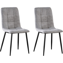 Henri Set of 2 Light Grey Faux Suede Leather Dining Chairs - MCC - Wilko - thumbnail 3