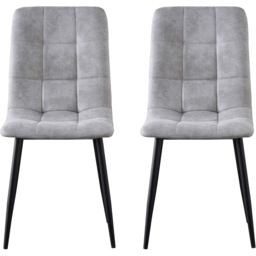Henri Set of 2 Light Grey Faux Suede Leather Dining Chairs - MCC - Wilko - thumbnail 5