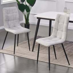 Henri Set of 2 Light Grey Faux Suede Leather Dining Chairs - MCC - Wilko