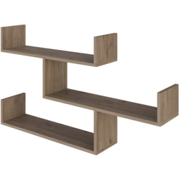 Decortie Tibet 3 Shelf Oak Effect Zigzag Wall Mounted Bookcase - Cream - Wilko - thumbnail 3