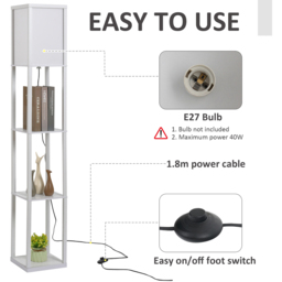 Portland 3 Shelf White Floor Lamp - Size: 26 x 26 x 160cm - Wilko - thumbnail 6