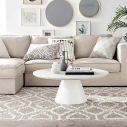 Furniturebox Nova Beige Stone Effect Coffee Table - Size: 90 x 90 x 36cm - Cream - Wilko - thumbnail 3