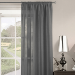 Velosso Riva Plain Charcoal Slot Top Voile Panel Curtain 150 x 182cm - Size: W 150 x D 182cm - Grey - Wilko - thumbnail 3