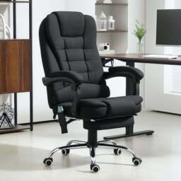 Portland Black Microfibre Upholstery Ergonomic Vibration Massage and Heat Office Chair - Size: 119 x 70 x 65cm - Wilko