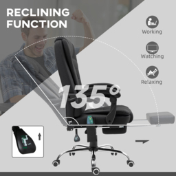 Portland Black Microfibre Upholstery Ergonomic Vibration Massage and Heat Office Chair - Size: 119 x 70 x 65cm - Wilko - thumbnail 6