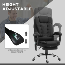 Portland Black Microfibre Upholstery Ergonomic Vibration Massage and Heat Office Chair - Size: 119 x 70 x 65cm - Wilko - thumbnail 4