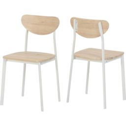 Seconique Riley Set of 2 White Light Oak Effect Veneer Dining Chair - Wilko - thumbnail 3