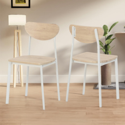 Seconique Riley Set of 2 White Light Oak Effect Veneer Dining Chair - Wilko - thumbnail 1