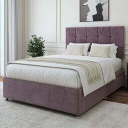 Bedmaster Super King Size Mauve Naples Velvet 4 Drawer Divan Base with Pearl Headboard - Brown - Wilko