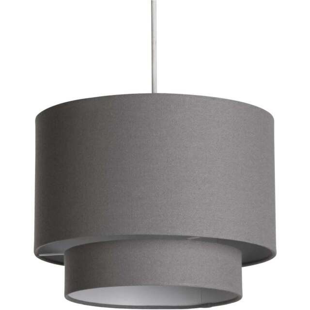 Lighting Collection Alina 2 Tier Dark Grey Linen Ceiling Shade - Size: 22.5 x 30 x 30cm - Wilko - image 1