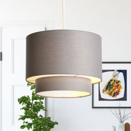 Lighting Collection Alina 2 Tier Dark Grey Linen Ceiling Shade - Size: 22.5 x 30 x 30cm - Wilko - thumbnail 3