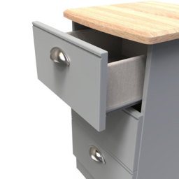 Crowndale Victoria 3 Drawer Dusk Grey and Oak Bedside Cabinet - Wilko - thumbnail 6