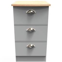 Crowndale Victoria 3 Drawer Dusk Grey and Oak Bedside Cabinet - Wilko - thumbnail 3