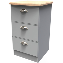 Crowndale Victoria 3 Drawer Dusk Grey and Oak Bedside Cabinet - Wilko - thumbnail 5