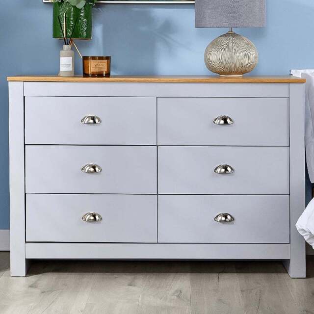 Home Source Camden 6 Drawer Grey Chest of Drawers - Wilko - image 1