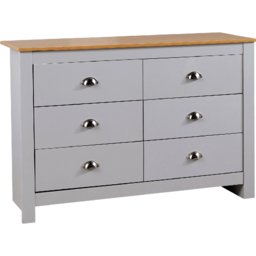 Home Source Camden 6 Drawer Grey Chest of Drawers - Wilko - thumbnail 3