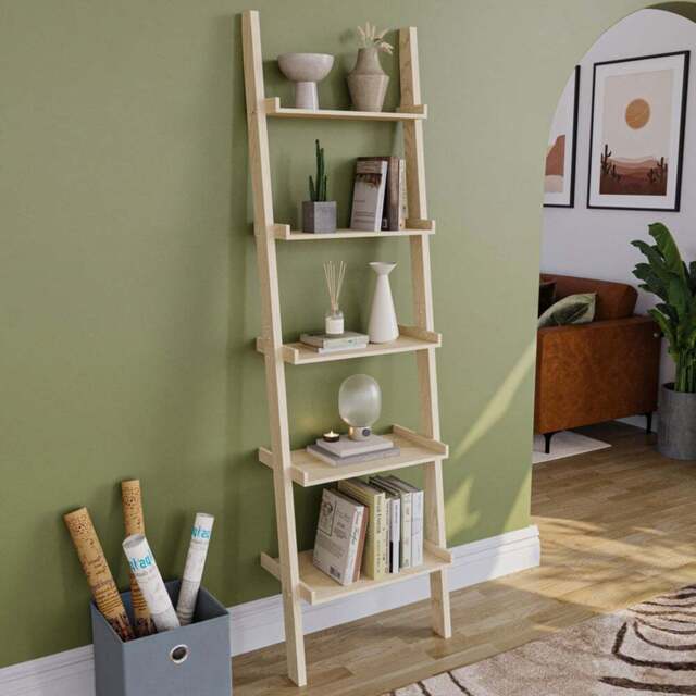 VIDA DESIGNS York 5 Shelf Pine Ladder Bookcase - Brown - Wilko - image 1