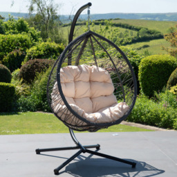 Artemis Home Lynton Cream Garden Hanging Egg Chair - Size: 190 x 103 x 80cm - Wilko - thumbnail 1