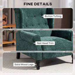 HOMCOM Dark Green Manual Recliner Armchair Recliner with Footrest - Size: Single - Wilko - thumbnail 7