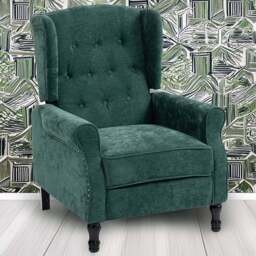 HOMCOM Dark Green Manual Recliner Armchair Recliner with Footrest - Size: Single - Wilko