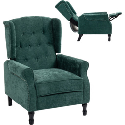 HOMCOM Dark Green Manual Recliner Armchair Recliner with Footrest - Size: Single - Wilko - thumbnail 3