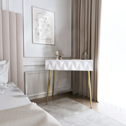 CARME Home Montana White and Gold Dressing Table - Size: 35 x 50 x 89cm - Wilko - thumbnail 6
