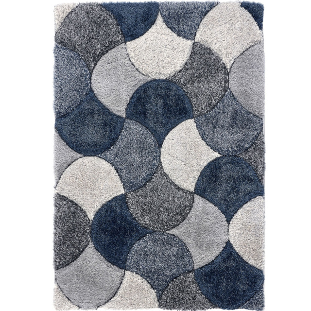 Origins 3D Scallop Navy Rug 120 x 170cm - Blue - Wilko - image 1