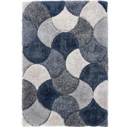Origins 3D Scallop Navy Rug 120 x 170cm - Blue - Wilko - thumbnail 1