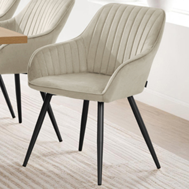 tectake Marilyn Set of 2 Cream and Black Quilted Velvet Continuous Backrest Chair - Size: Single - Wilko - image 1