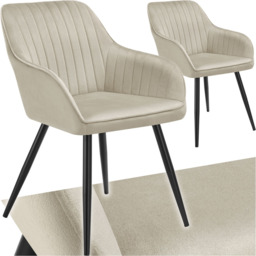 tectake Marilyn Set of 2 Cream and Black Quilted Velvet Continuous Backrest Chair - Size: Single - Wilko - thumbnail 3