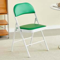 Set of 4 Green Padded Folding Metal Dining Chairs - MCC - Wilko