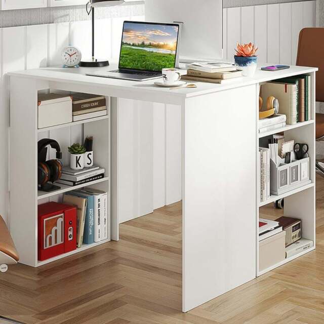 Costway 6 Shelf Computer Desk White - Size: 90 x 45 x 75cm - Wilko - image 1