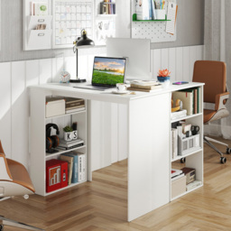 Costway 6 Shelf Computer Desk White - Size: 90 x 45 x 75cm - Wilko - thumbnail 4