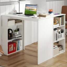 Costway 6 Shelf Computer Desk White - Size: 90 x 45 x 75cm - Wilko - thumbnail 1