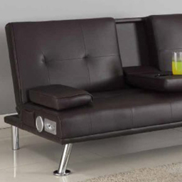 Brooklyn Double Sleeper Brown Faux Leather Cinema Sofa Bed with Bluetooth Speakers - Size: 2 Seater - Wilko - thumbnail 4