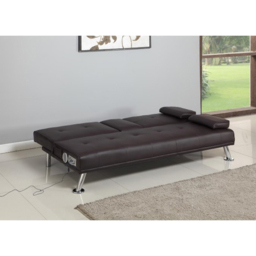 Brooklyn Double Sleeper Brown Faux Leather Cinema Sofa Bed with Bluetooth Speakers - Size: 2 Seater - Wilko - thumbnail 3