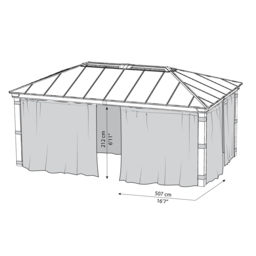 Palram Canopia Dallas 3.6 x 6m Gazebo Curtain 4 Pack - Size: 0.1 x 507 x 212cm - Grey - Wilko - thumbnail 6