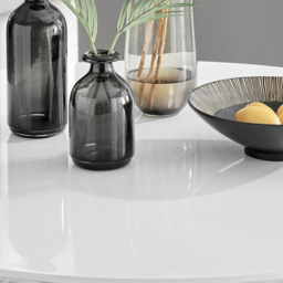 Furniturebox Arona Valera 6 Seater Round Dining Set White Gloss and Cappuccino - Brown - Wilko - thumbnail 6