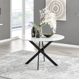 Furniturebox Arona Valera 6 Seater Round Dining Set White Gloss and Cappuccino - Brown - Wilko - thumbnail 3