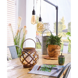 Luxform Solar Powered Rattan Table Lantern - Size: 21 x 21 x 21cm - Brown - Wilko - thumbnail 3