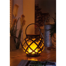 Luxform Solar Powered Rattan Table Lantern - Size: 21 x 21 x 21cm - Brown - Wilko - thumbnail 4