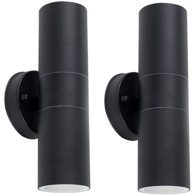 ValueLights Set of 2 Warm White Bulb Black Up/Down Wall Lamp - Size: 22 x 8.5 x 9.3cm - Wilko - image 1
