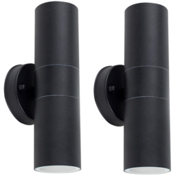 ValueLights Set of 2 Warm White Bulb Black Up/Down Wall Lamp - Size: 22 x 8.5 x 9.3cm - Wilko