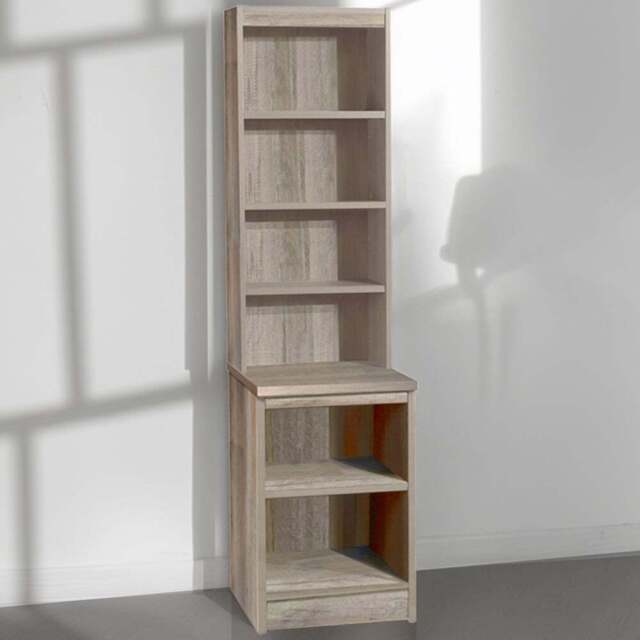 R White Cabinets 6 Shelf Grey Desk Height Bookcase with Hutch - Size: 182.8 x 47.9 x 54cm - Wilko - image 1